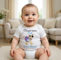 Body bebelus alb personalizat Cel mai frumos Paște David Andrei model iepuraș Disney
