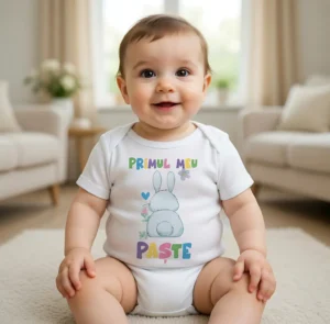 bdy-pas-00007-primul-meu-paste-iepuras-inimioara Body bebelus personalizat Primul meu Paste iepuras cu inimioara albastra