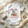Body bebelus personalizat Paste Fericit - Iepuras in cos maneca scurta