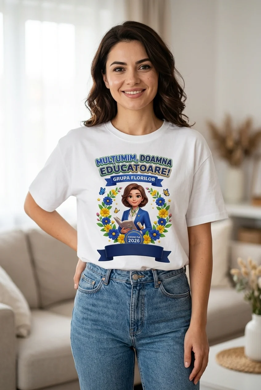 Tricou Doamna Educatoare – Grupa Florilor tricou doamna educatoare grupa florilor Perfect Kids