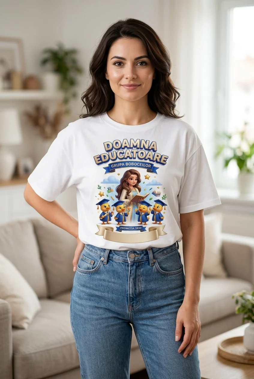 Tricou Doamna Educatoare – Grupa Boboceilor tricou doamna educatoare grupa boboceilor Perfect Kids